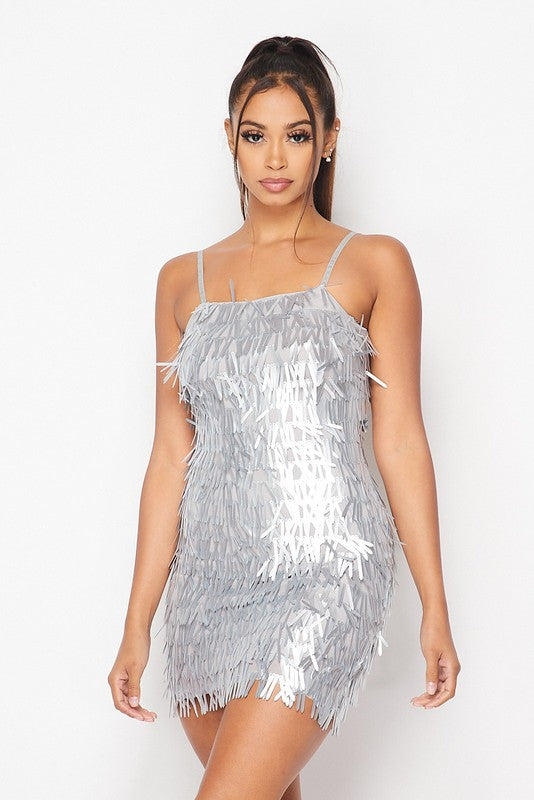 Silver Sequin Party Dress